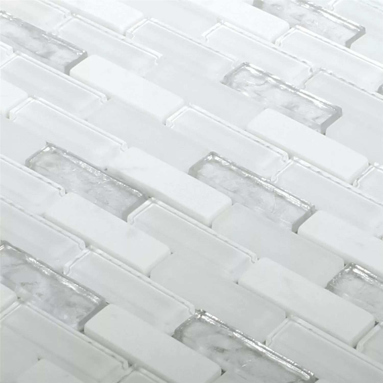 Mozaika Szkło Marmur Civan Biały Srebrny