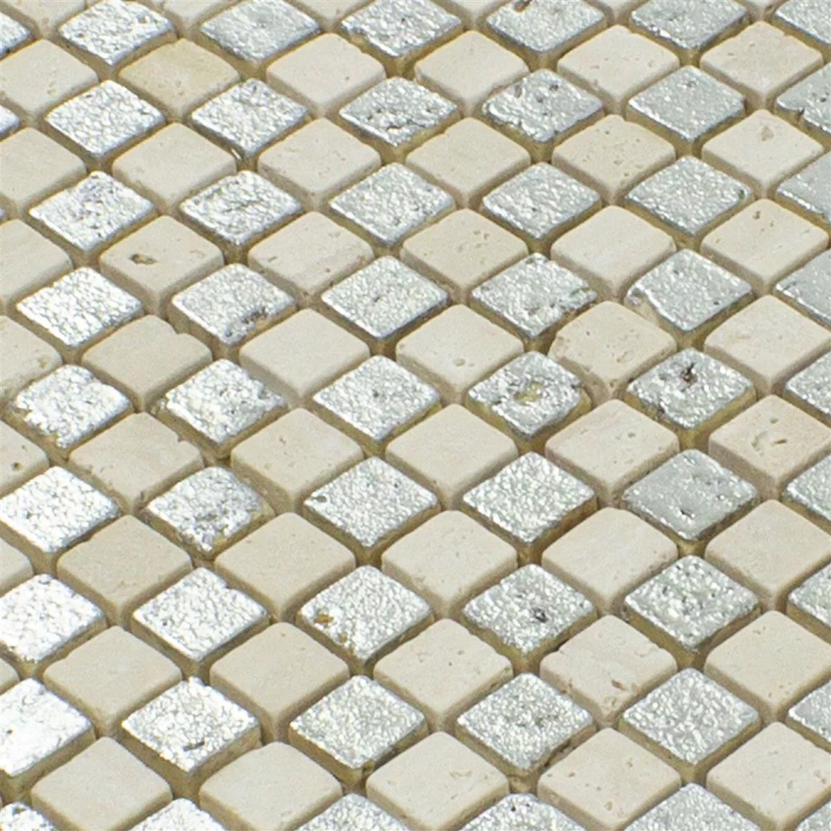 Üveggolyó Természetes Kő Mozaik Csempék Antika Mix Ezüst Krém