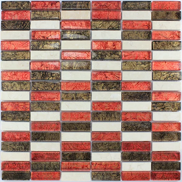 Mosaikkfliser Glass Marmor Rød Brun Mix Stang