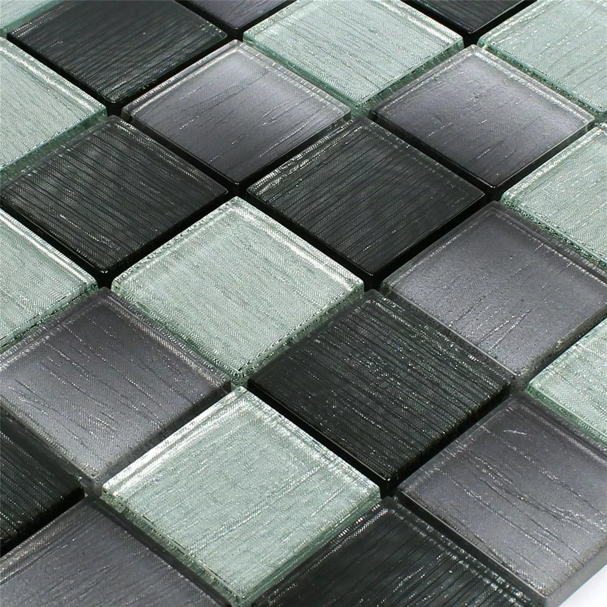 Mønster fra Glass Mosaikk Fliser Bellevue Svart Sølv