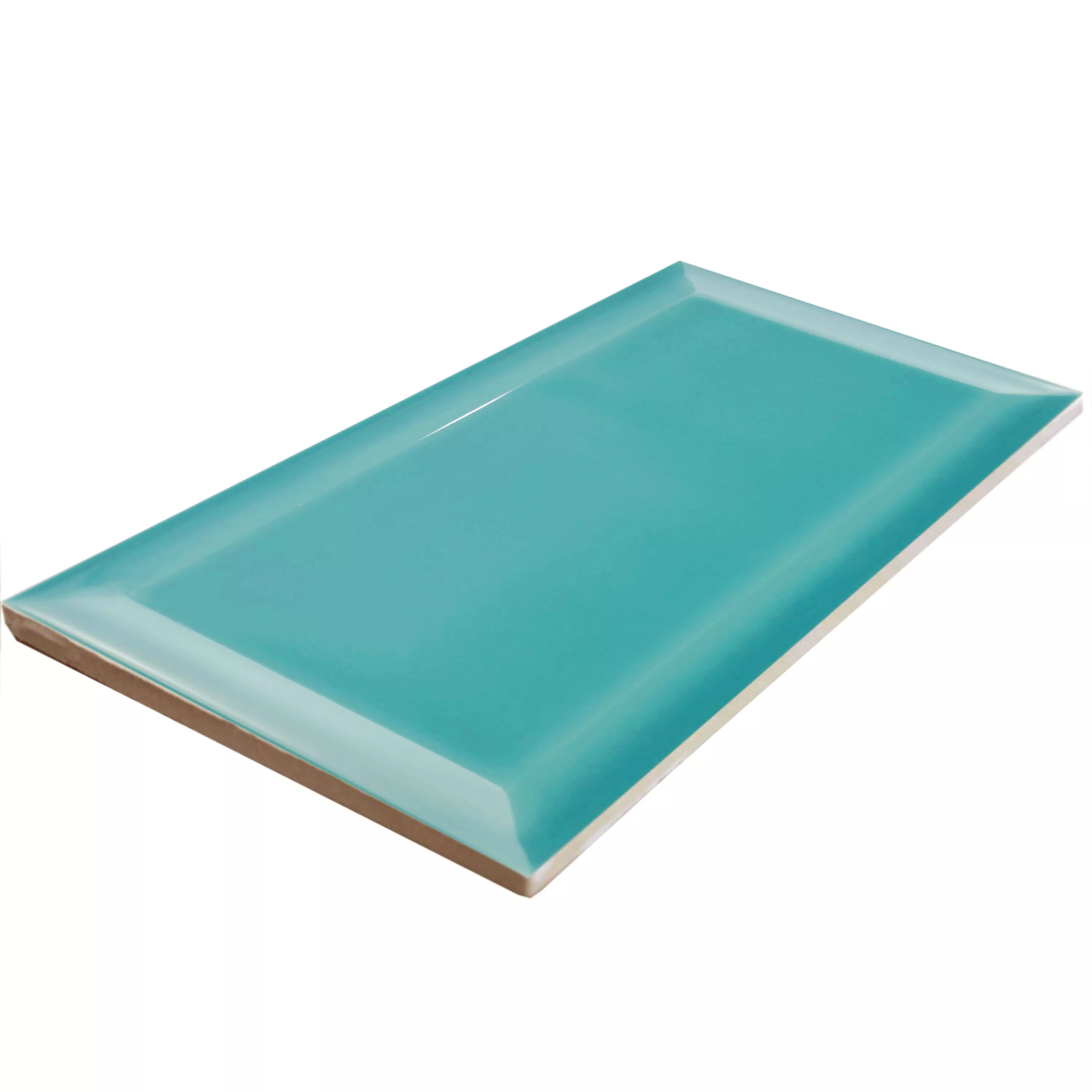 Metro Kakel Brussel Med Fasett 10x20x0,7cm Azul Turquesa