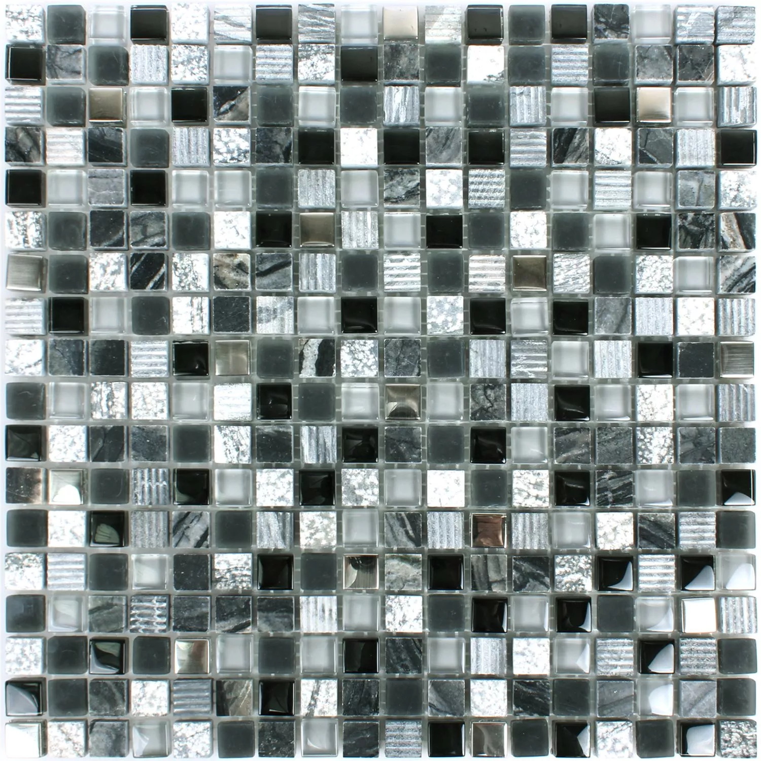 Azulejo Mosaico Venzona Preto Prata