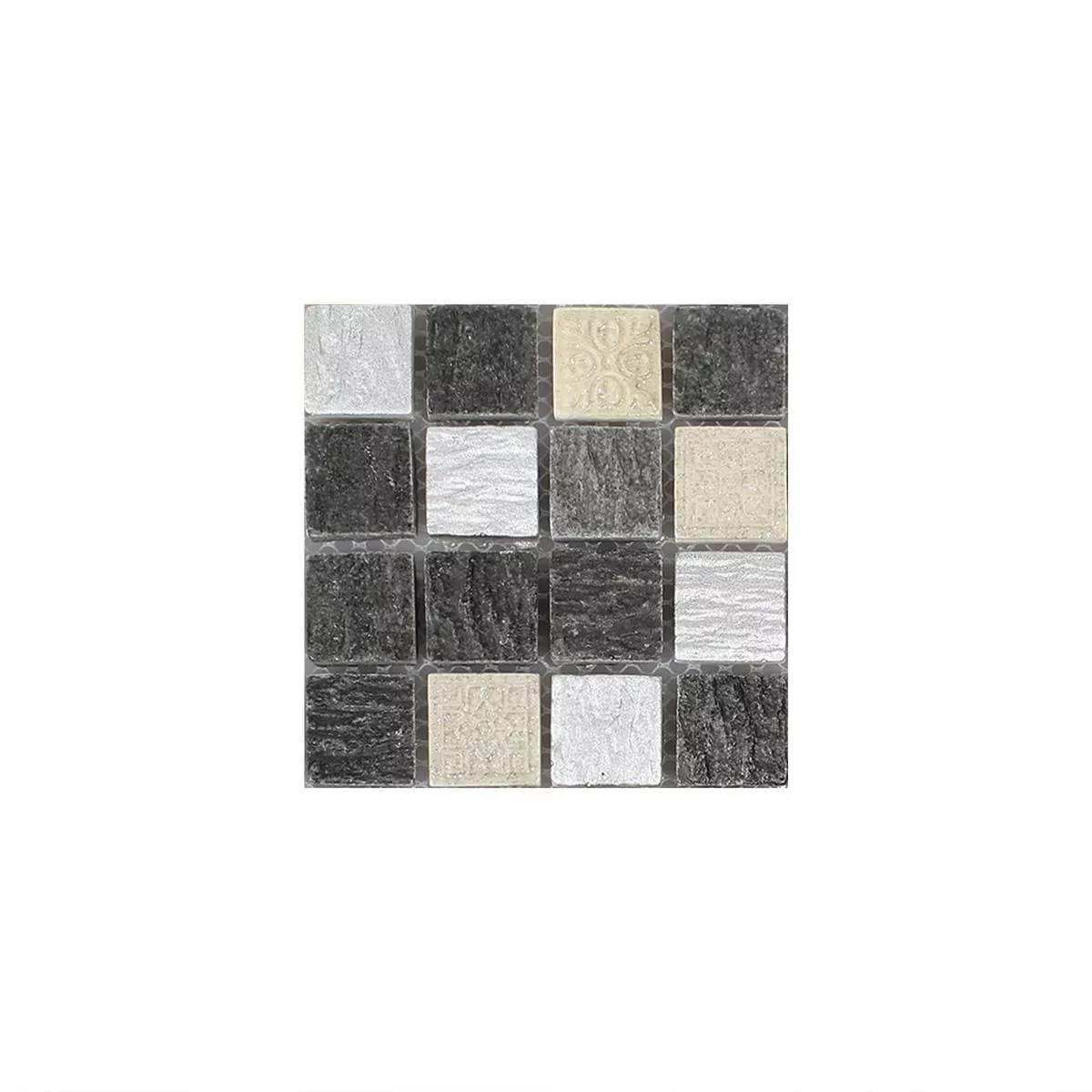 Πρότυπο από Γυάλινο Μωσαϊκό Πλακάκια Aπό Φυσική Πέτρα Colicos Γκρί Μαύρος Ασήμι