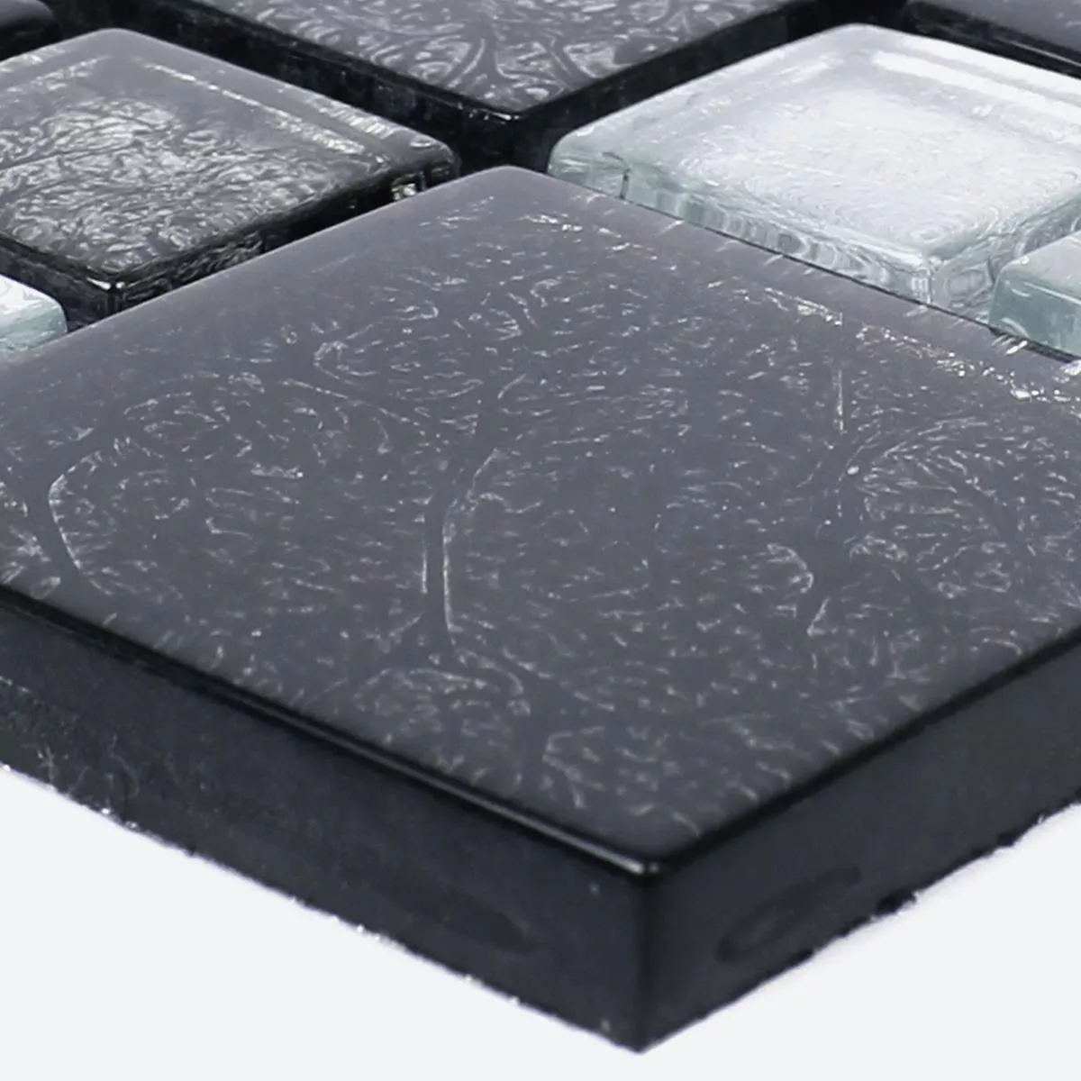 Sample Glass Mosaic Tiles Curlew Black Silver ix
