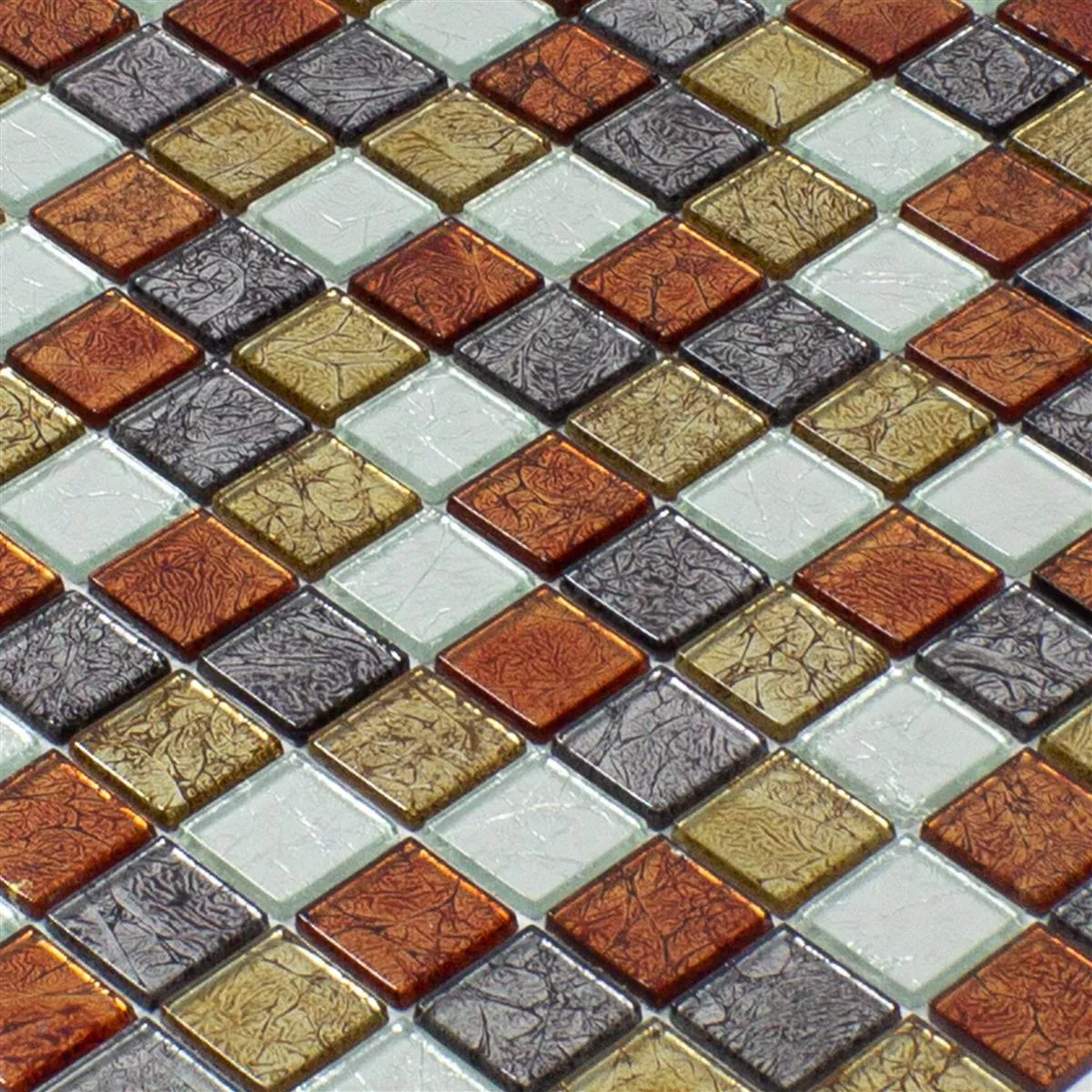 Mosaico Vetro Bonnie Cristallo Struttura Oro Argento Rosso