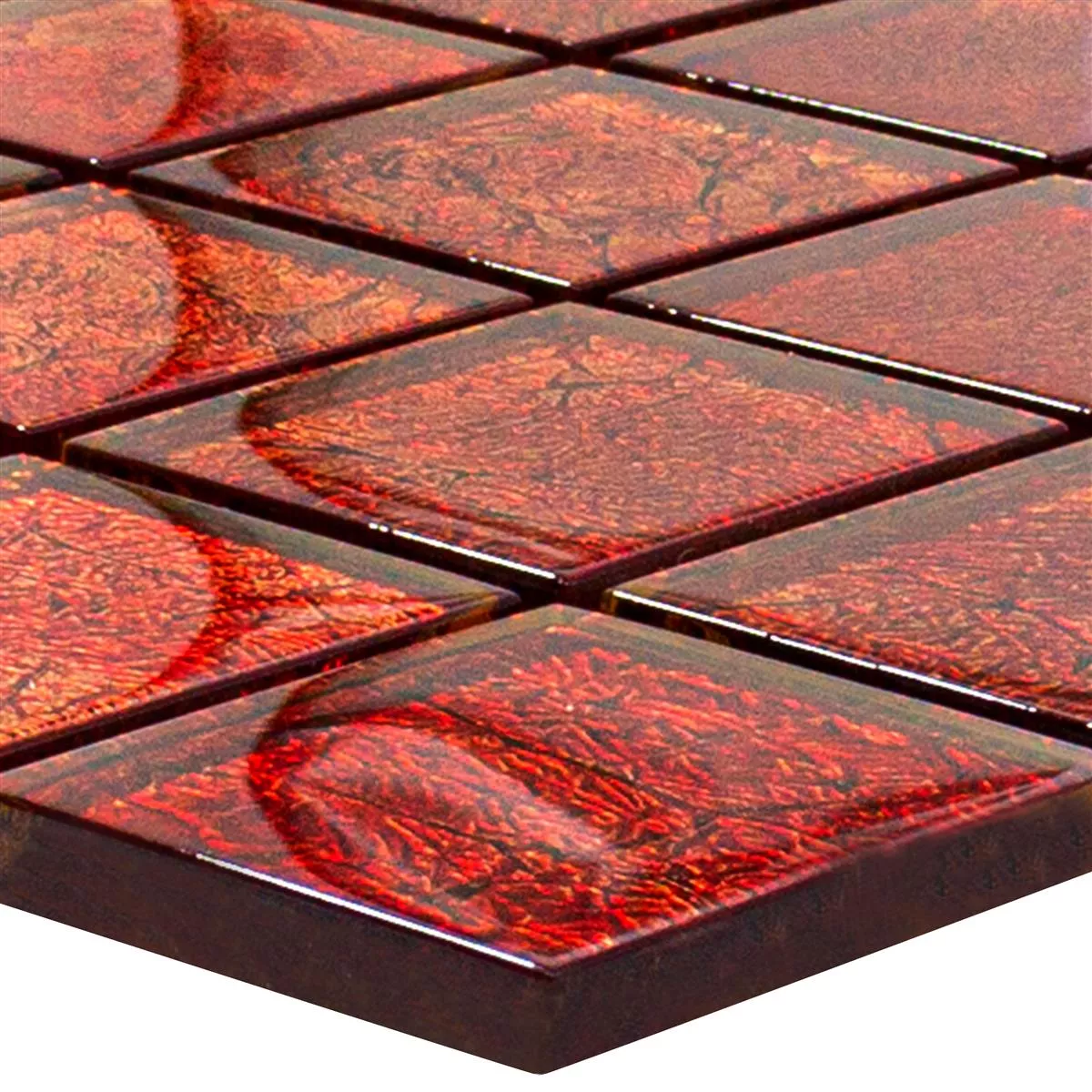 Échantillon Mosaïque En Verre Carrelage Seraphina Rouge Carré 47