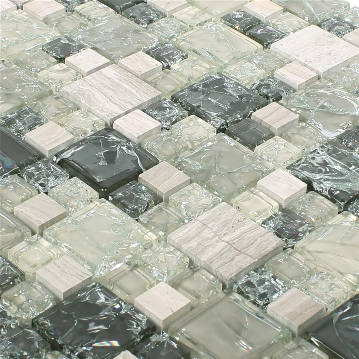 Mosaikkfliser Glass Naturstein Malawi Grønn Grå 2 Mix