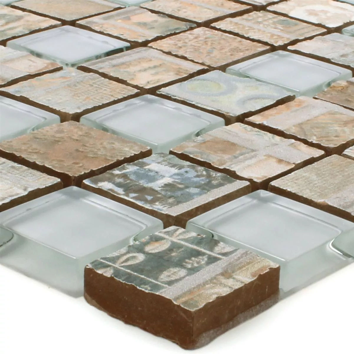 Plăci De Mozaic Sticlă Ceramică Bellevue Maro Pătrat