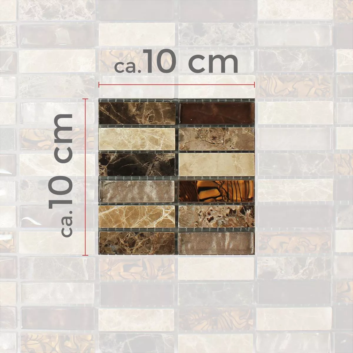 Sample Mosaic Tiles Glass Natural Stone Beige Brown