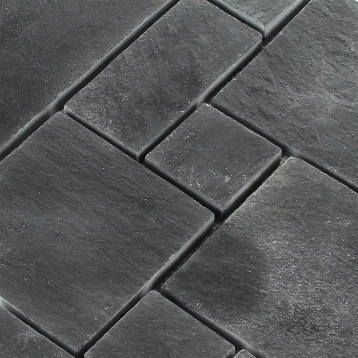 Mosaic Tiles Slate Black Roman Pattern