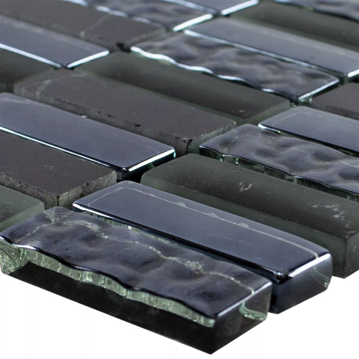 Glass Natural Stone Mosaic Tile Mantra Black