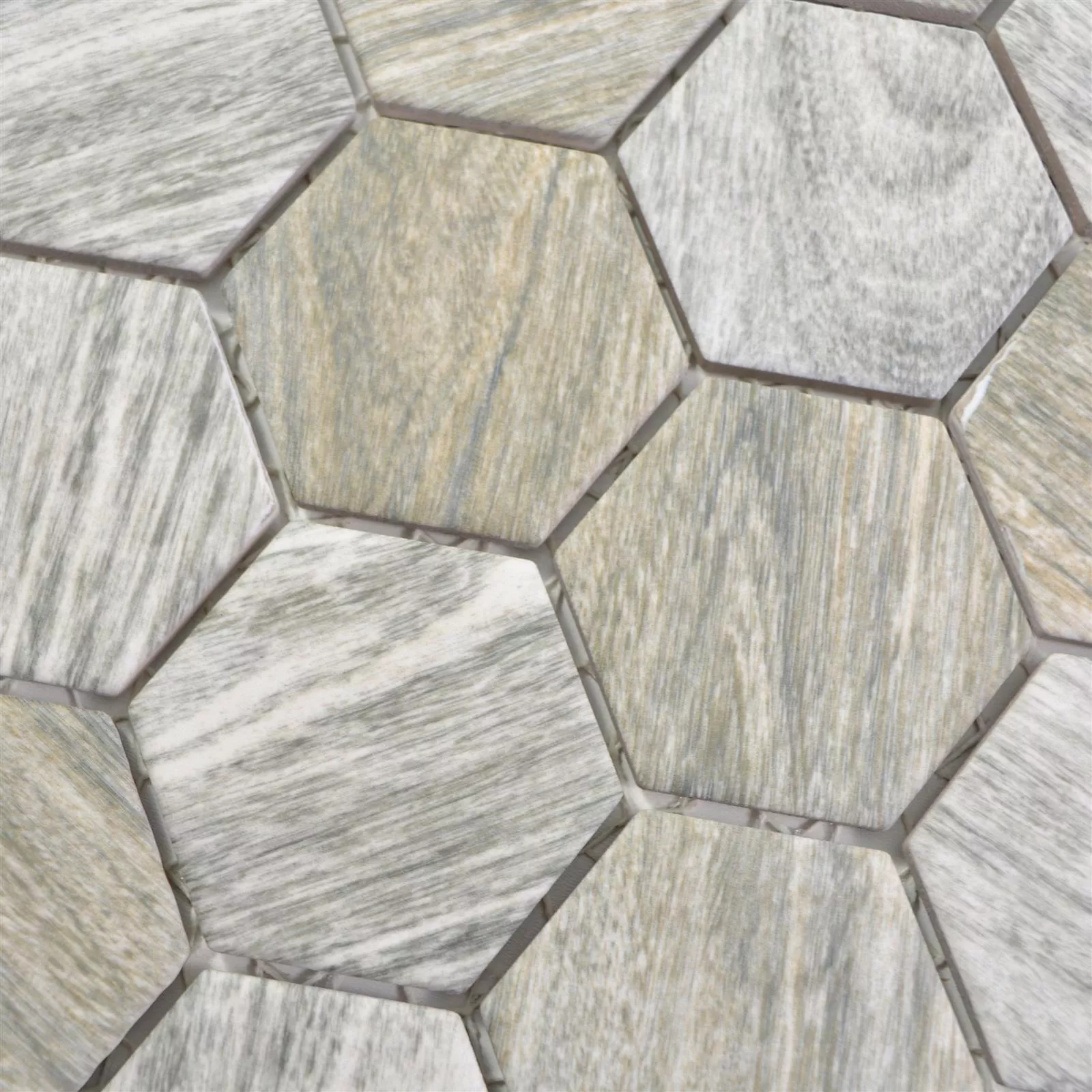 Ceramica Mosaico Duponti Esagono Legno Ottica Grigio