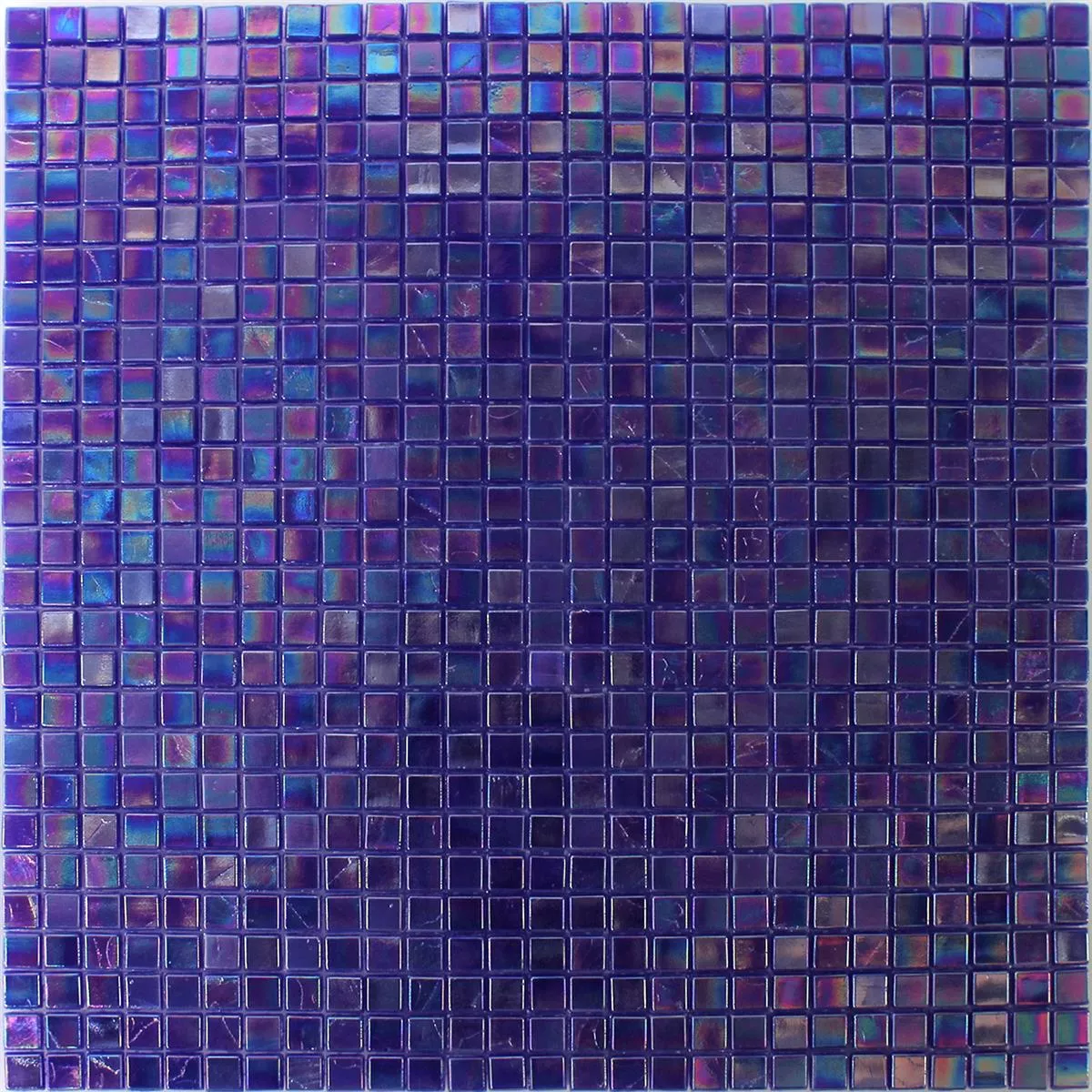 Glass Mosaikk Fliser Perlemor Effekt Blå Uni