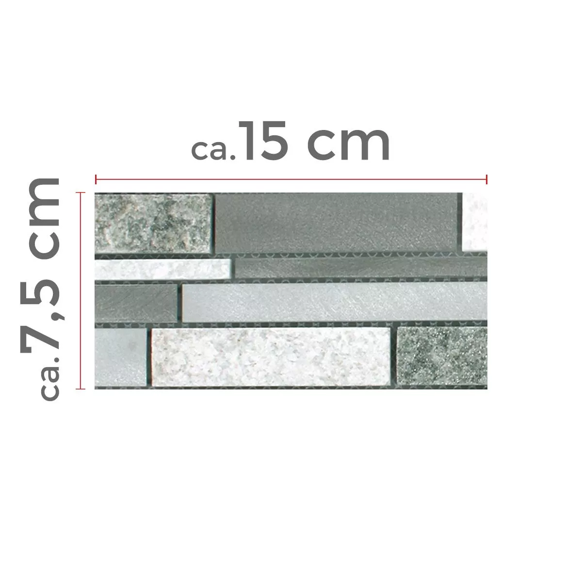 Sample Mozaïektegel Wolga Kwartsiet Aluminium Mix