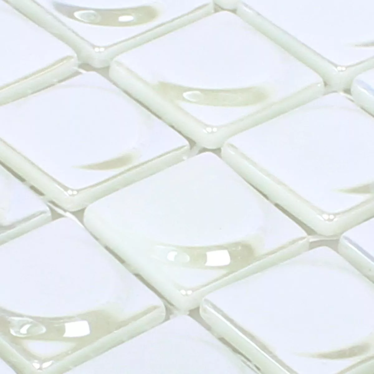 Mønster fra Glass Mosaikk Fliser Accra Hvit 3D Rundt