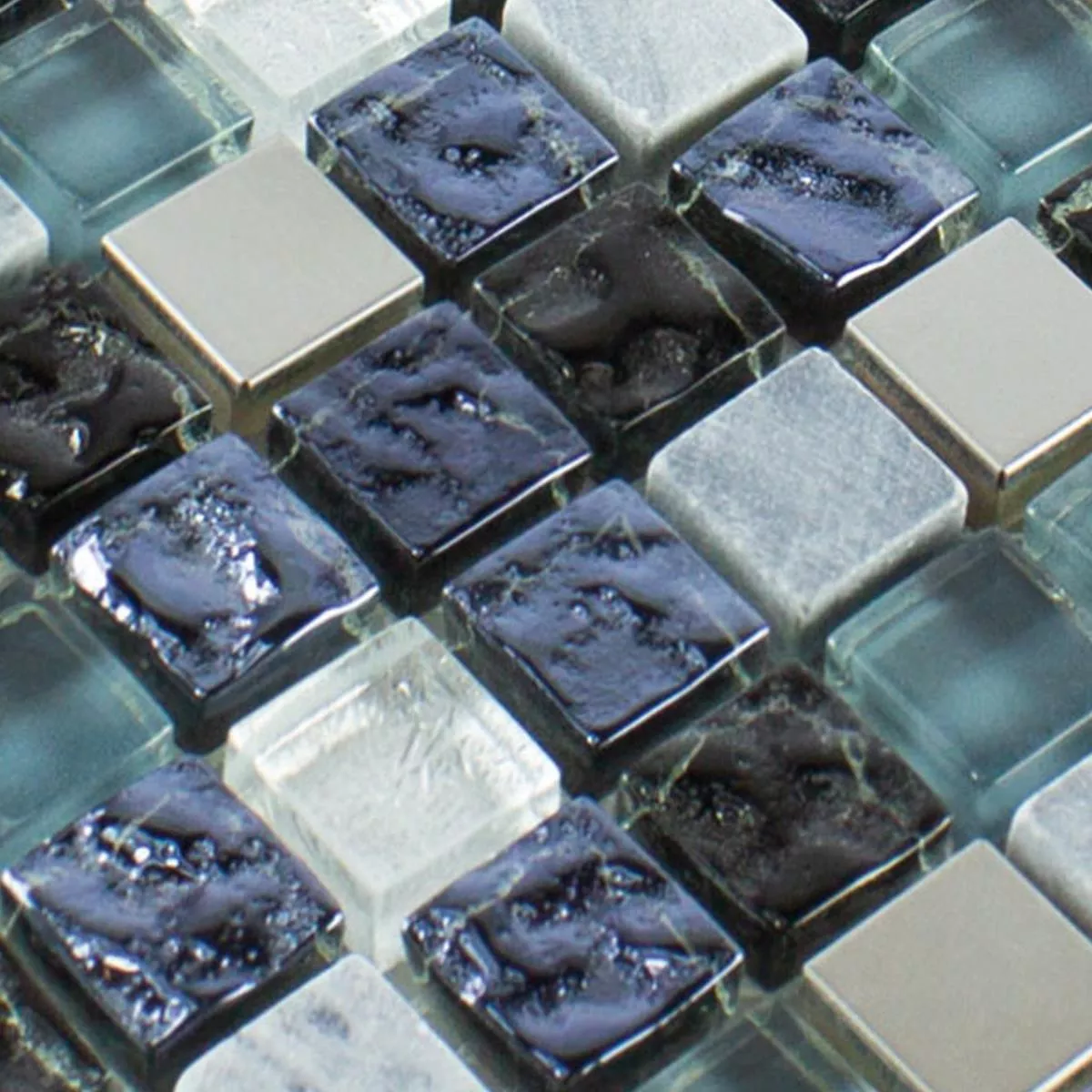 Πρότυπο από Ποτήρι Φυσική Πέτρα Ανοξείδωτο Aτσάλι Μωσαϊκό Dysart Γκρί Μπλε Ασήμι