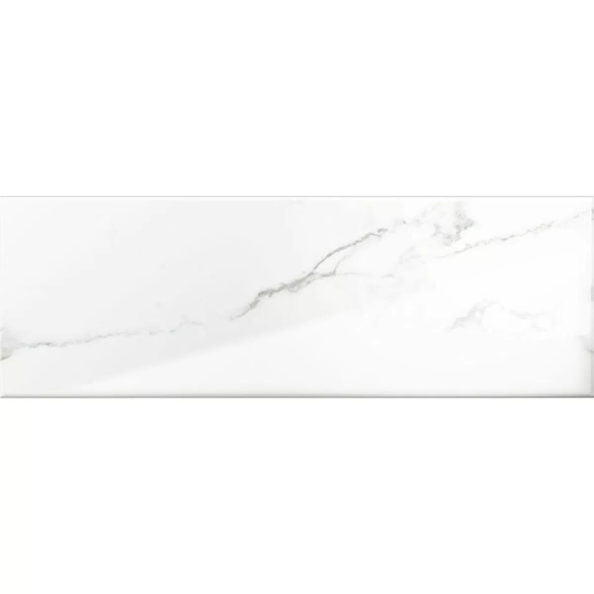 Metro Wandfliesen Girona Marmoroptik Weiß Glänzend 10x30cm