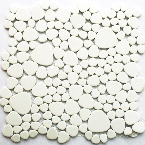 Próbka Mozaika Ceramika Kamień Otoczak Optyka Biały Błyszczący