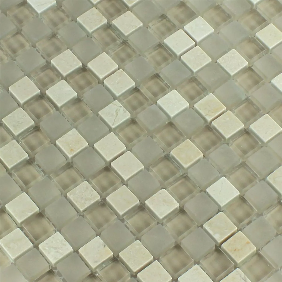 Mosaik Glas Marmor Barbuda Grädde 15x15x8mm