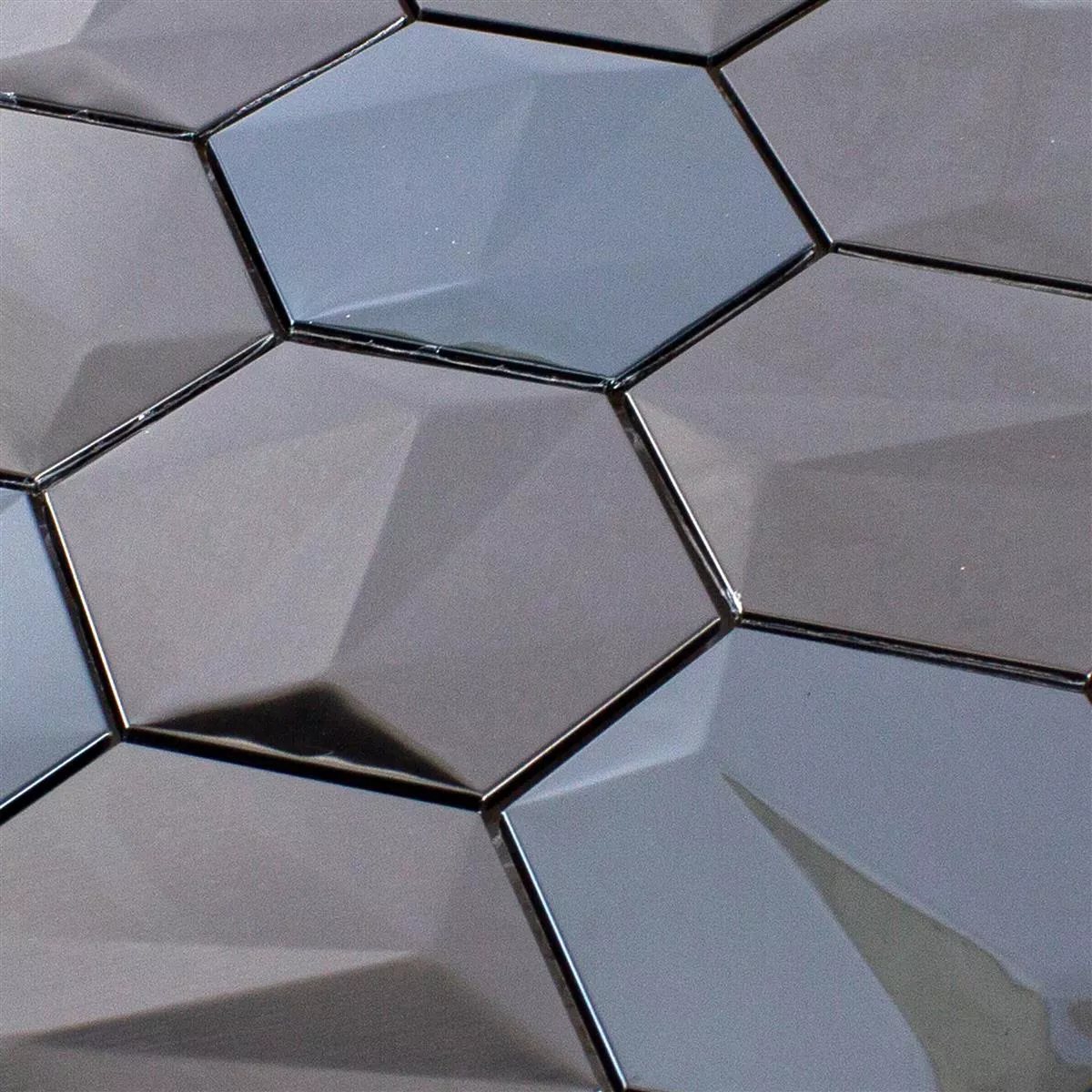 Stainless Steel Mosaic Tiles Durango Hexagon 3D Brown