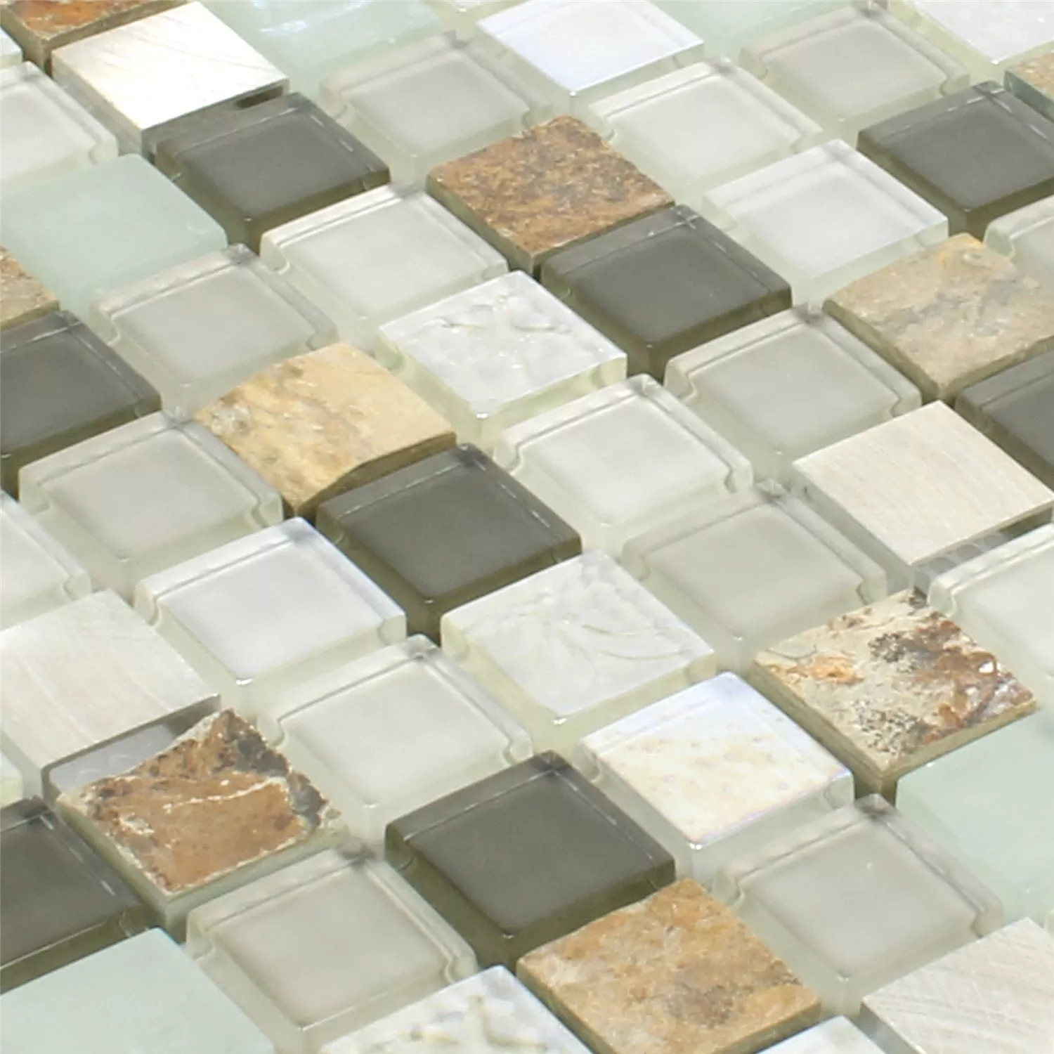 Azulejo Mosaico Pedra Natural Vidro Metal Mix Lockhart