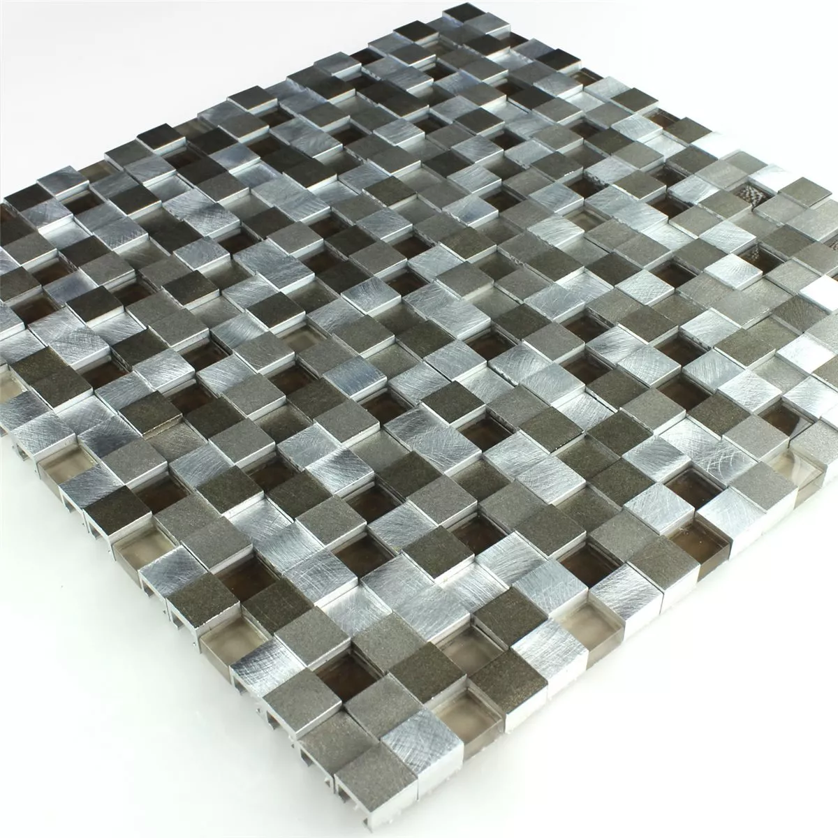 Sample Mozaïektegel Aluminium Glas 3D Design