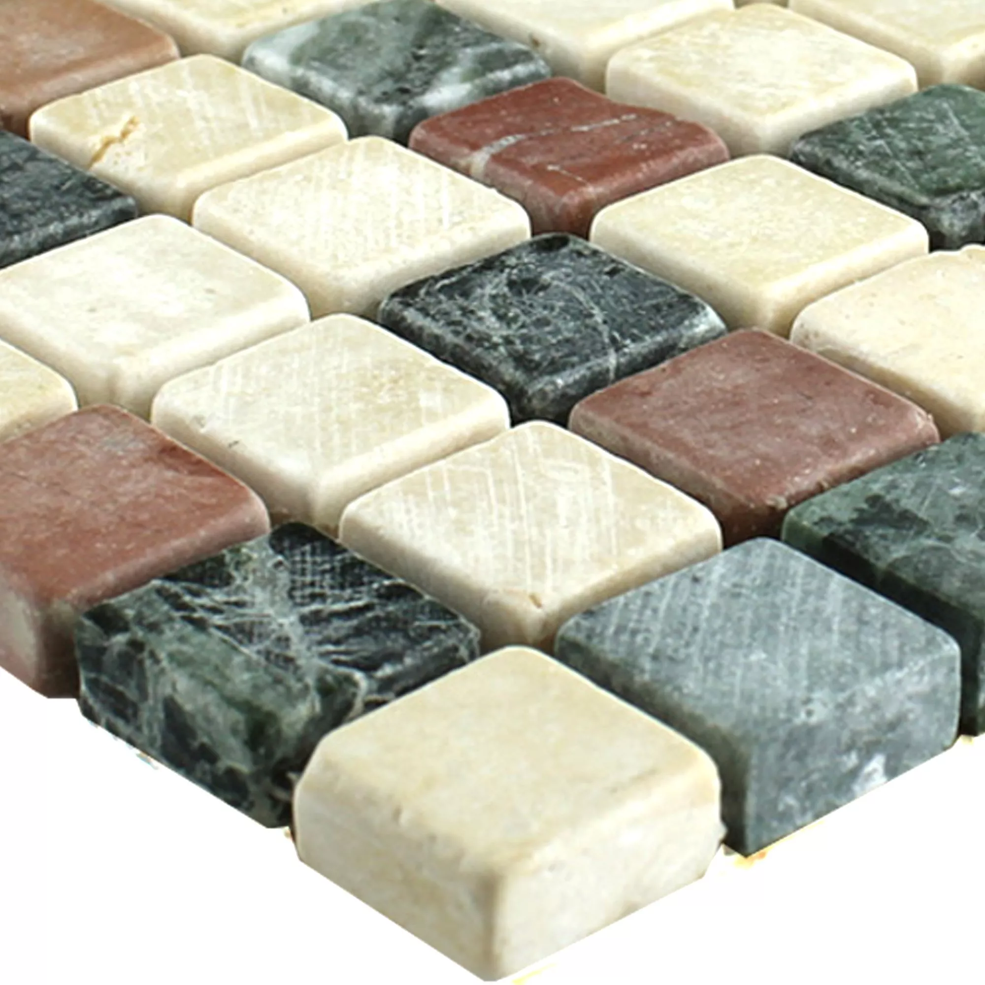 Mosaikkfliser Marmor Farget Mix 15x15x7mm