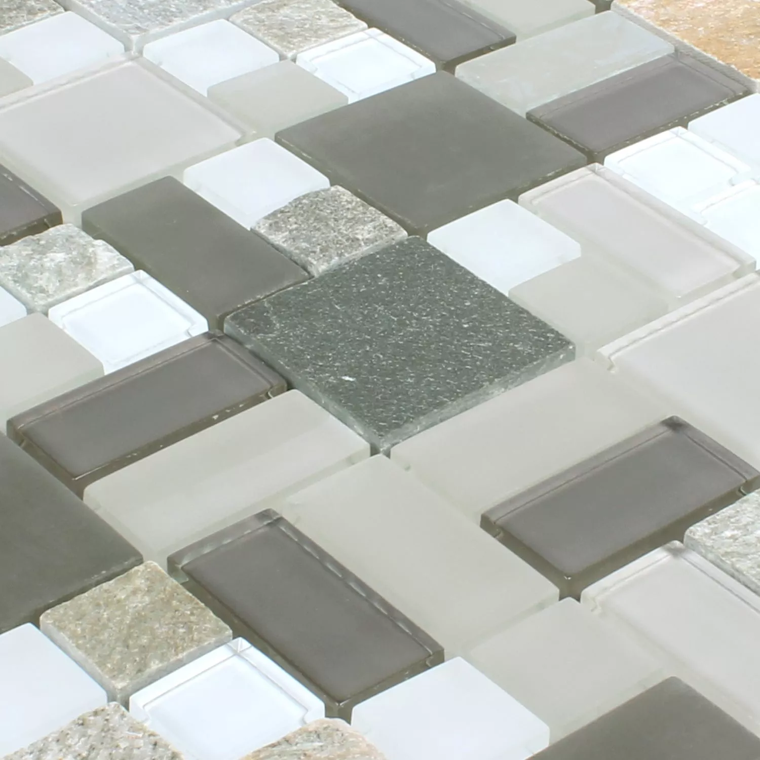 Sample Mosaic Tiles Apollo Natural Stone Glassmix Brown White
