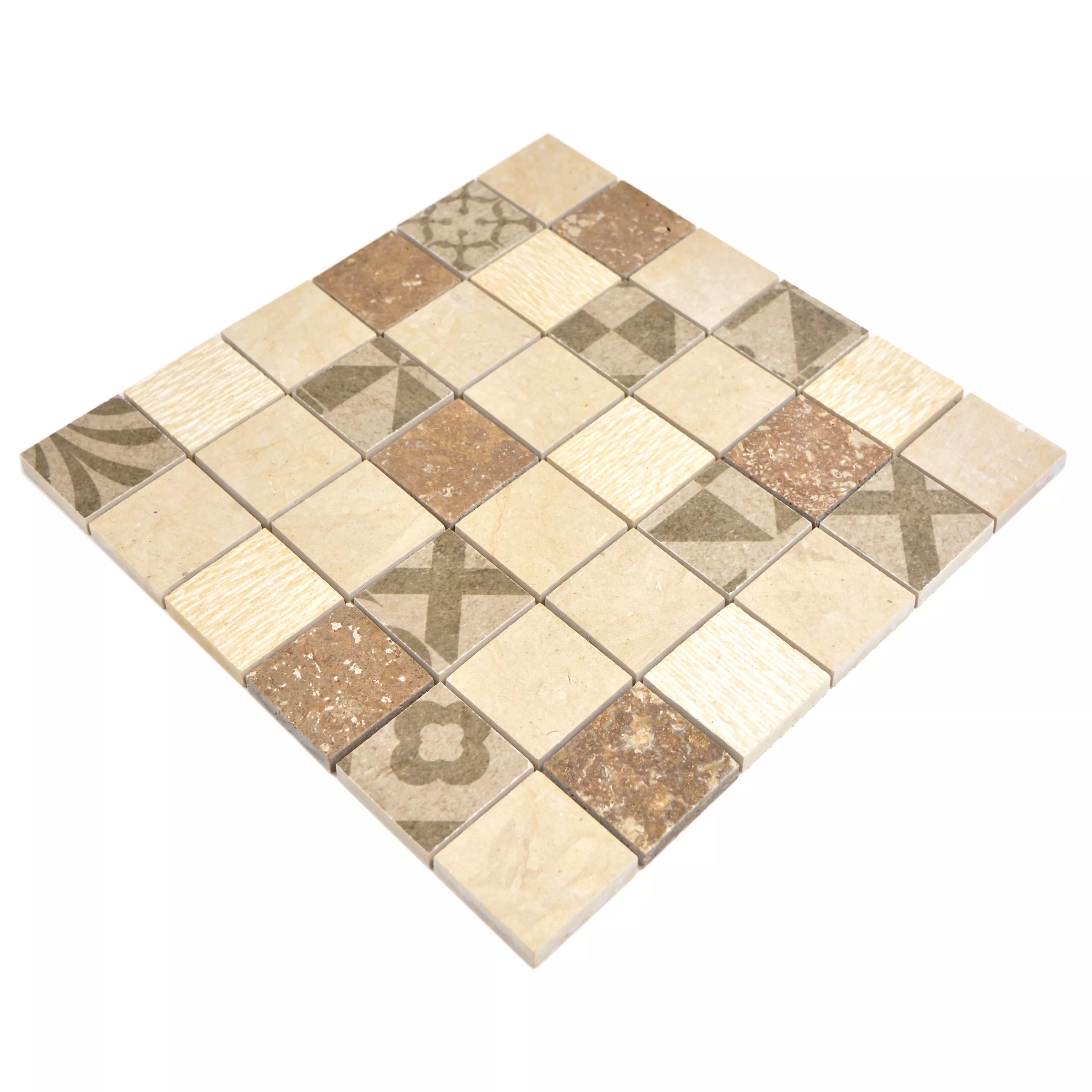 Sample Ceramic Mosaic Tiles Mythos Square Grey Beige Terracotta