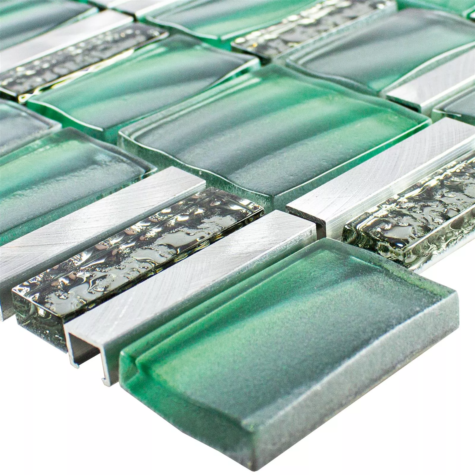 Model din Sticlă Metal Plăci De Mozaic Union Verde Argint