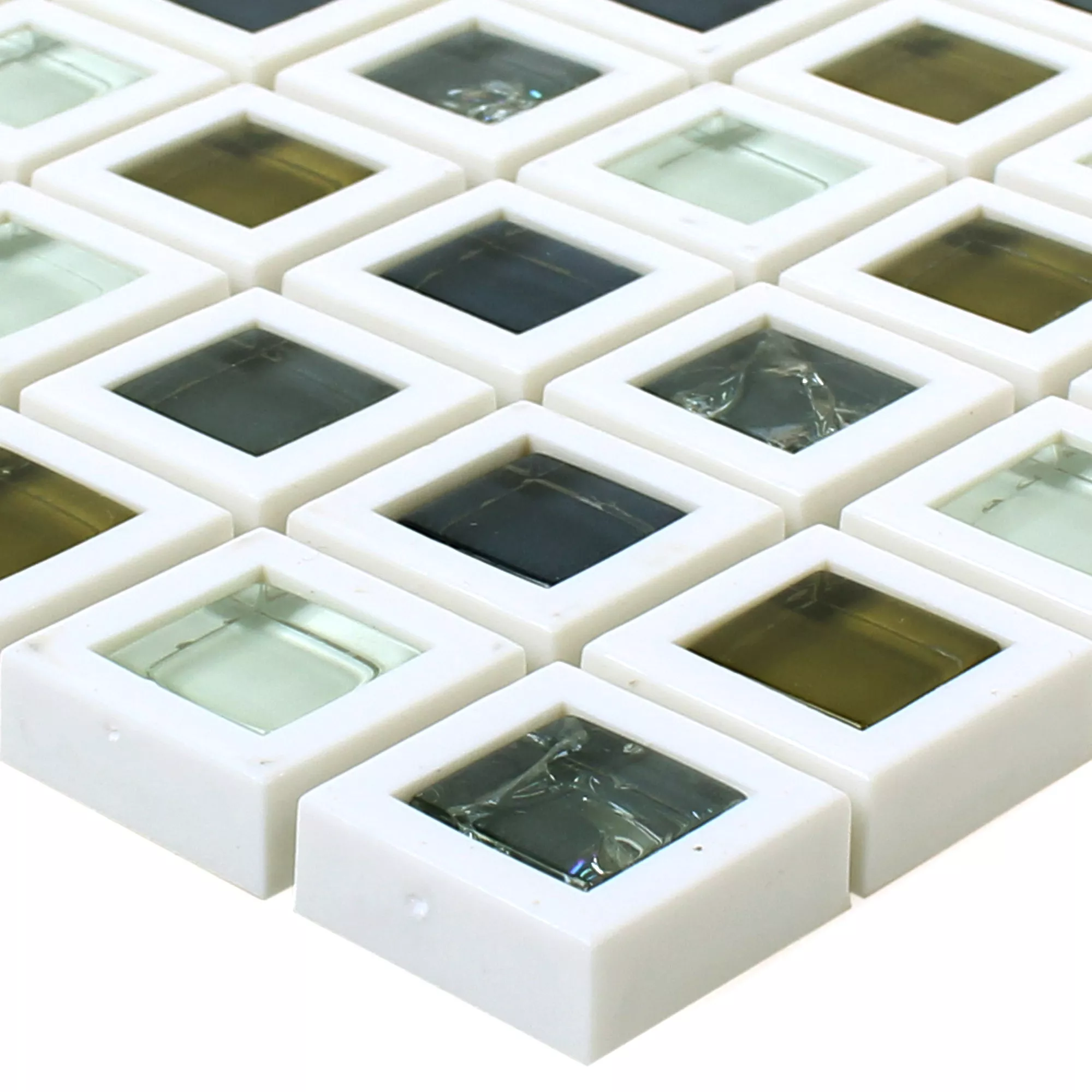 Glas Kunststof Mozaïek Anatolia Groen Wit Glas Kunststof Mozaïek Anatolia Groen Wit