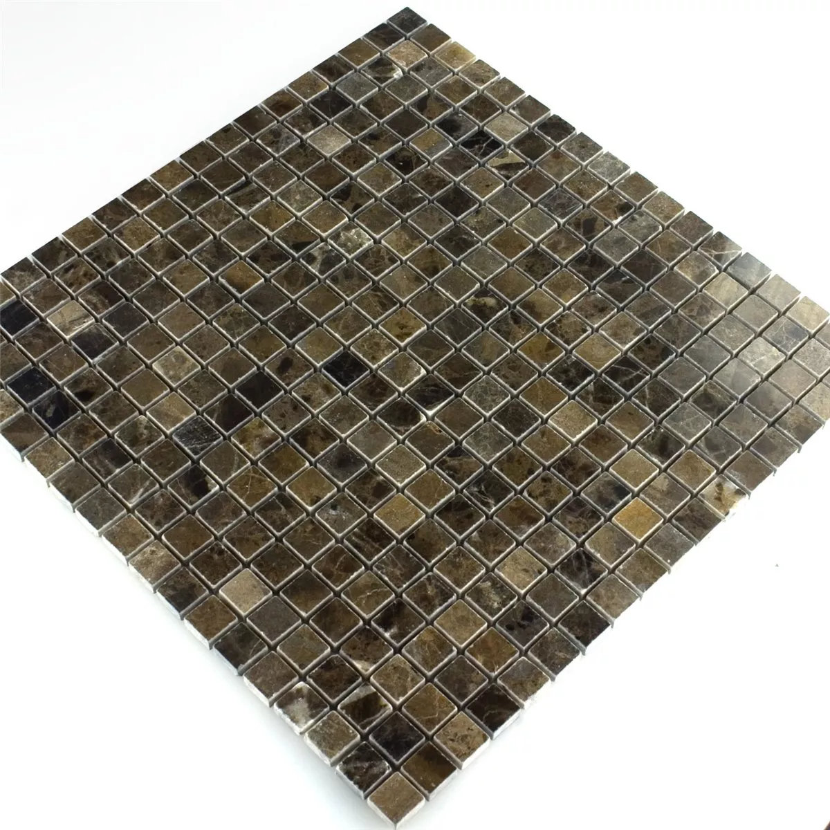 Azulejo Mosaico Mármore Marrom Polido 15x15x7,5mm