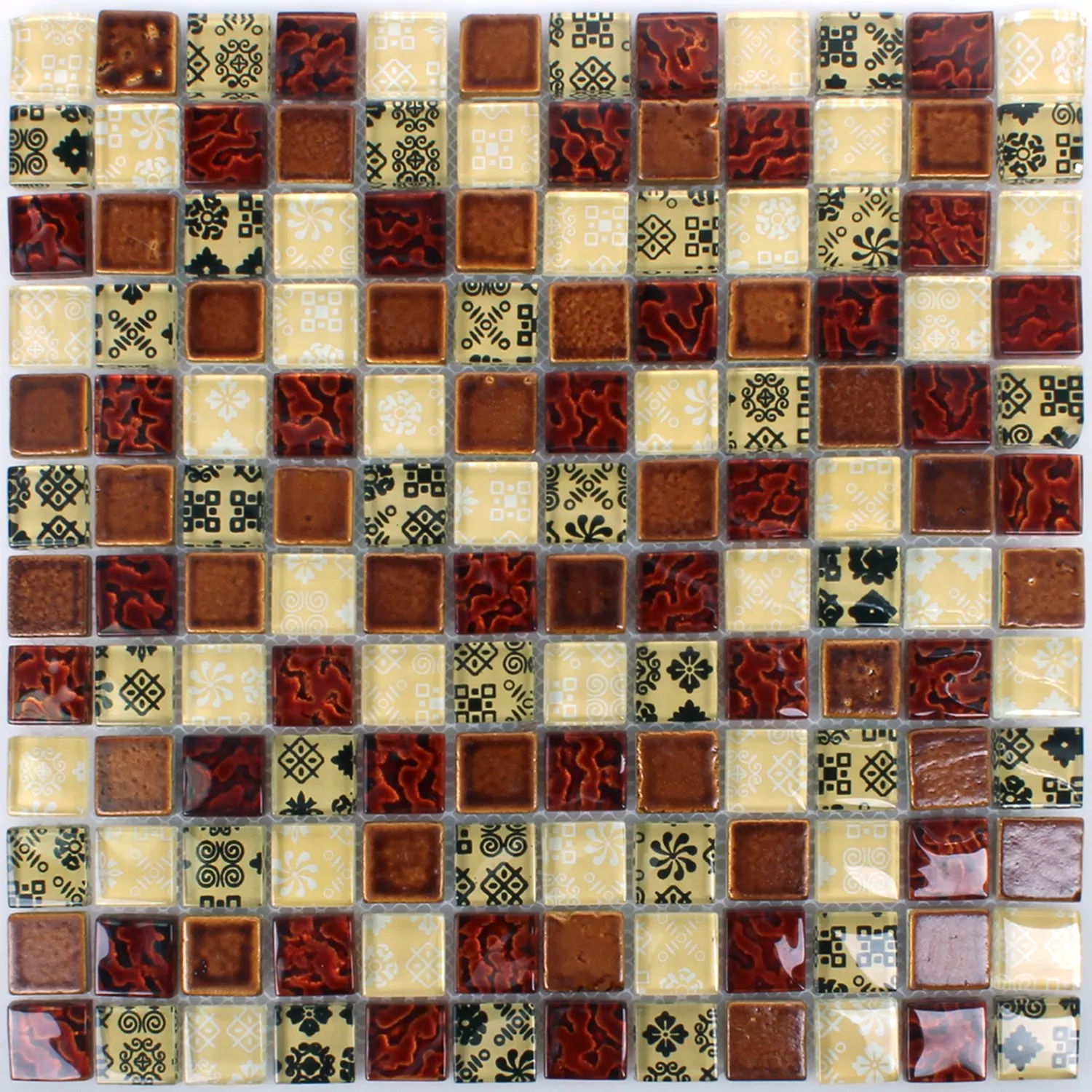 Mosaico Resin Vetro Belmont Rosso Beige