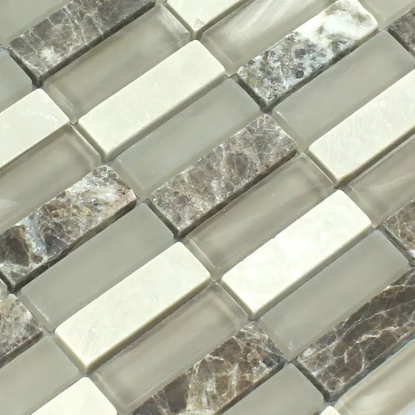 Mosaikkfliser Glass Marmor 15x48x8mm Brun Beige Mix Sticks