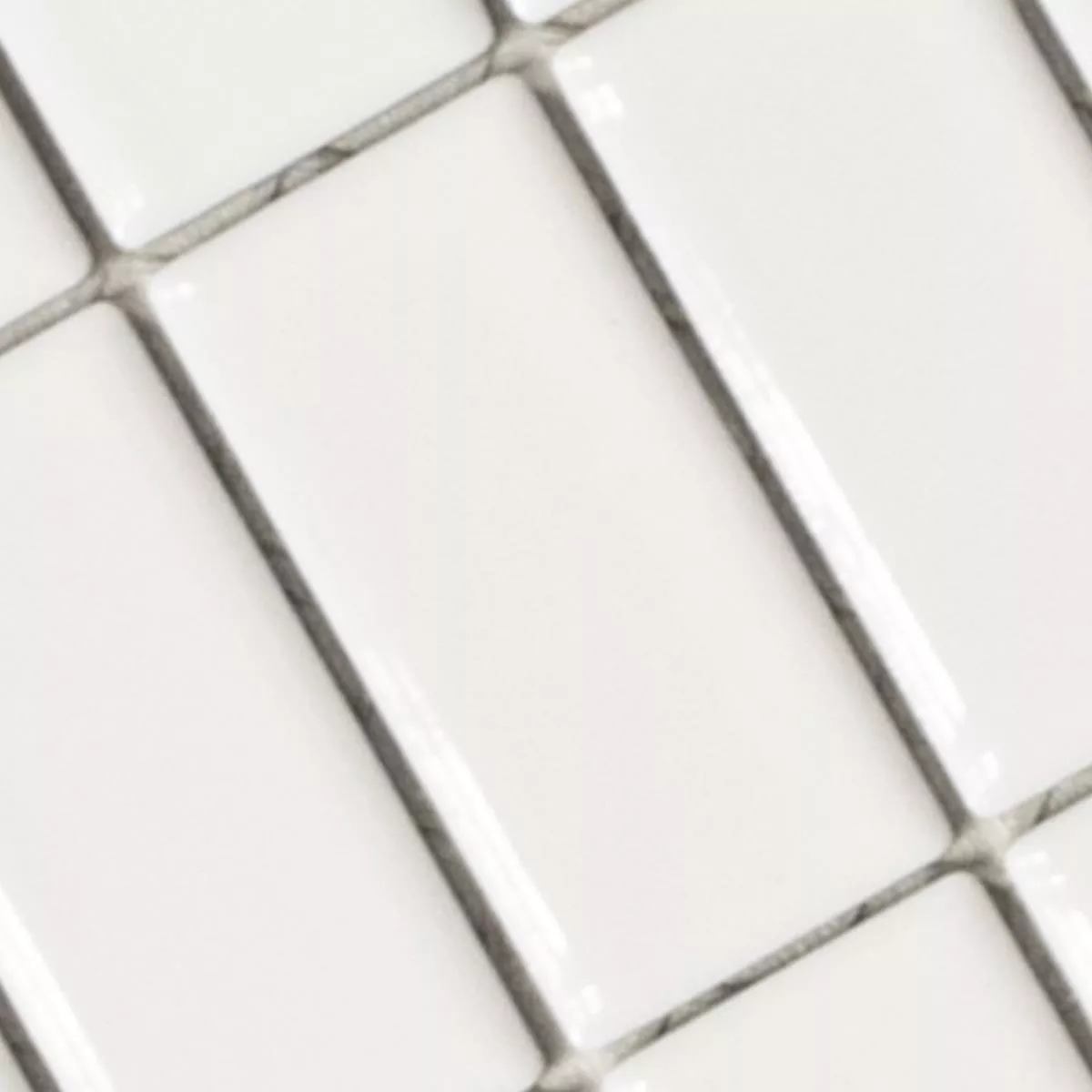 Padrão de Cerâmica Azulejo Mosaico Adrian Branco Brilhante Retângulo
