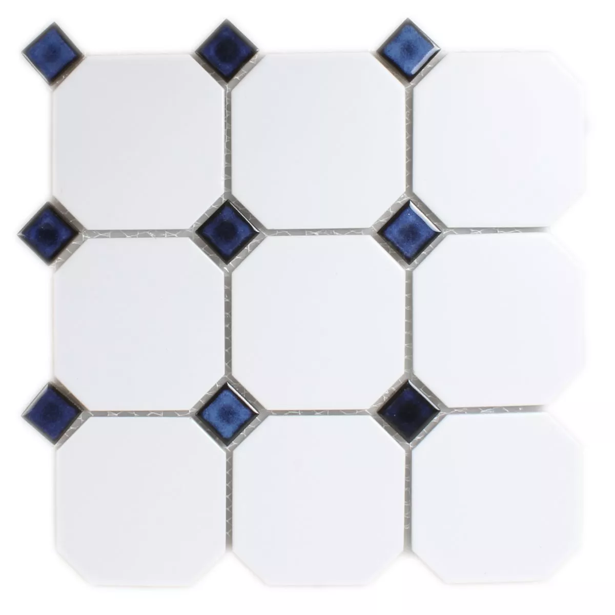 Mozaik Csempe Fazekasság Nyolcszög Fehér Kék Mix