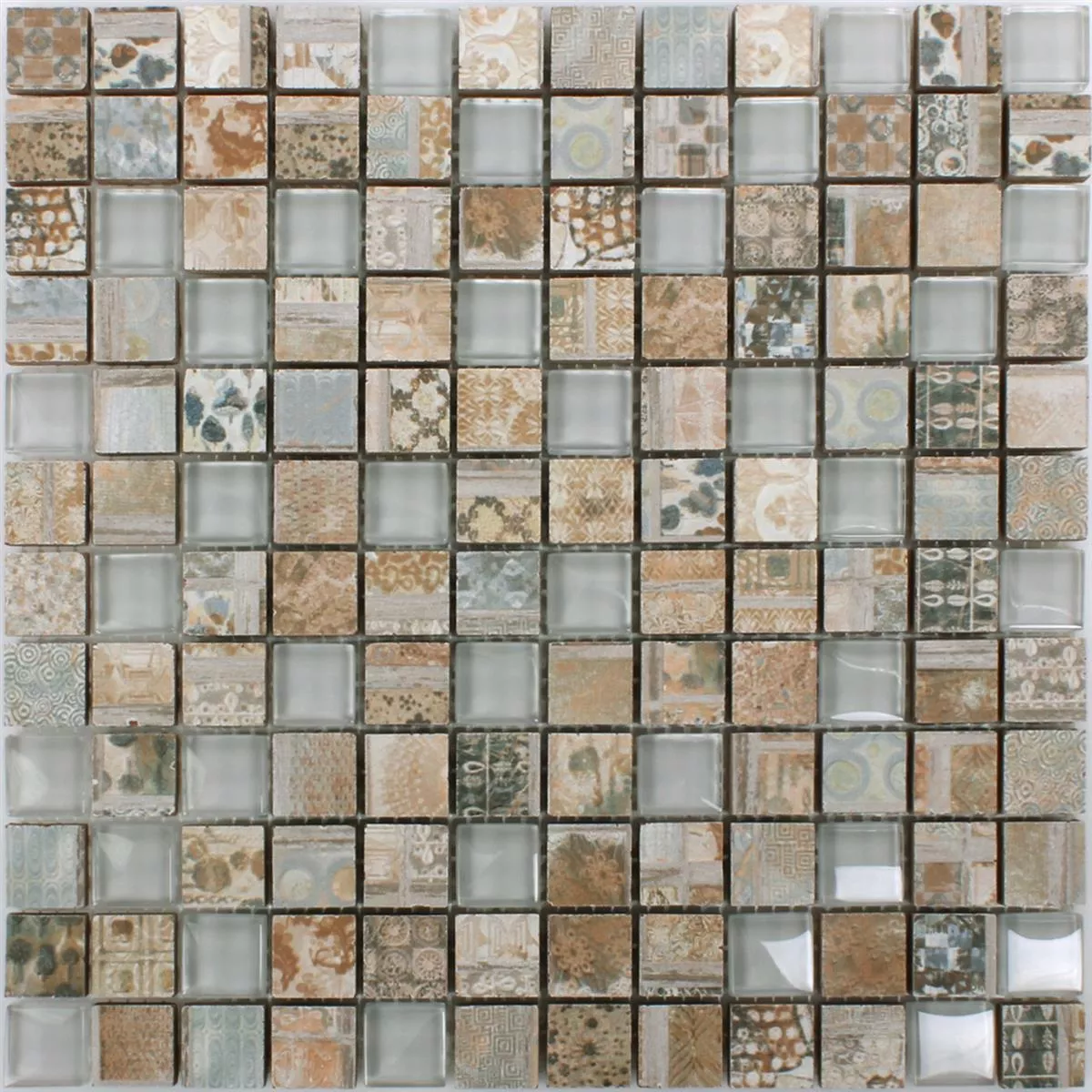 Azulejo Mosaico Vidro Cerâmica Bellevue Marrom Quadrada