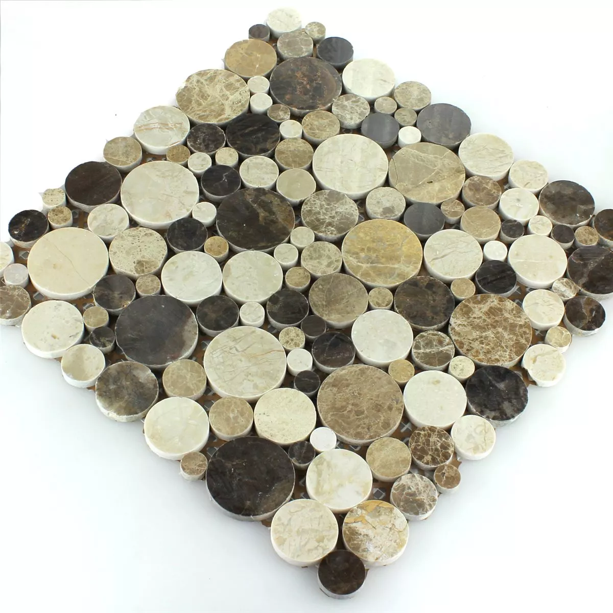 Muster von Mosaikfliesen Marmor Braun Beige Poliert