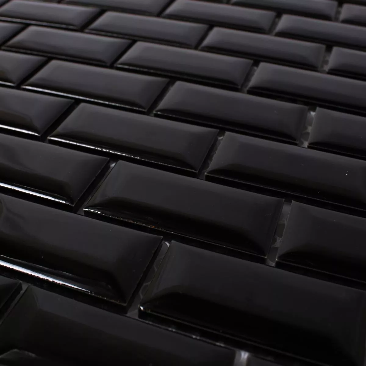 Πρότυπο από Ψηφιδωτά Πλακάκια Kεραμικά Metro Όψη Μαύρος Αστραφτερό