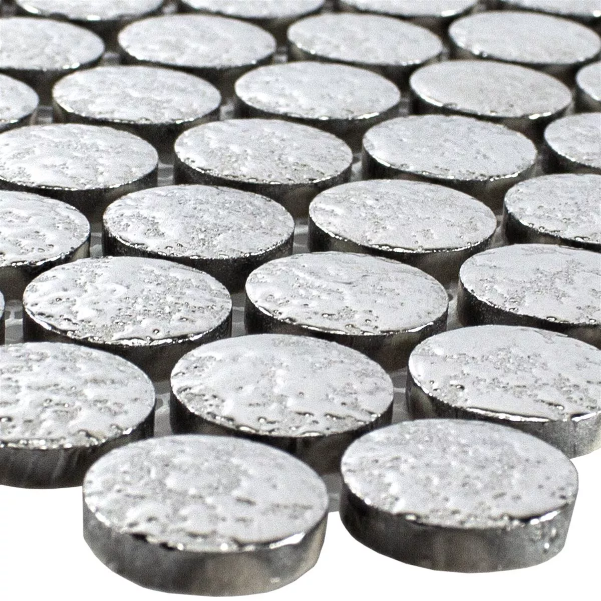 Ceramic Button Effect Mosaic Tiles Meneksche Silver Ceramic Button Effect Mosaic Tiles Meneksche Silver