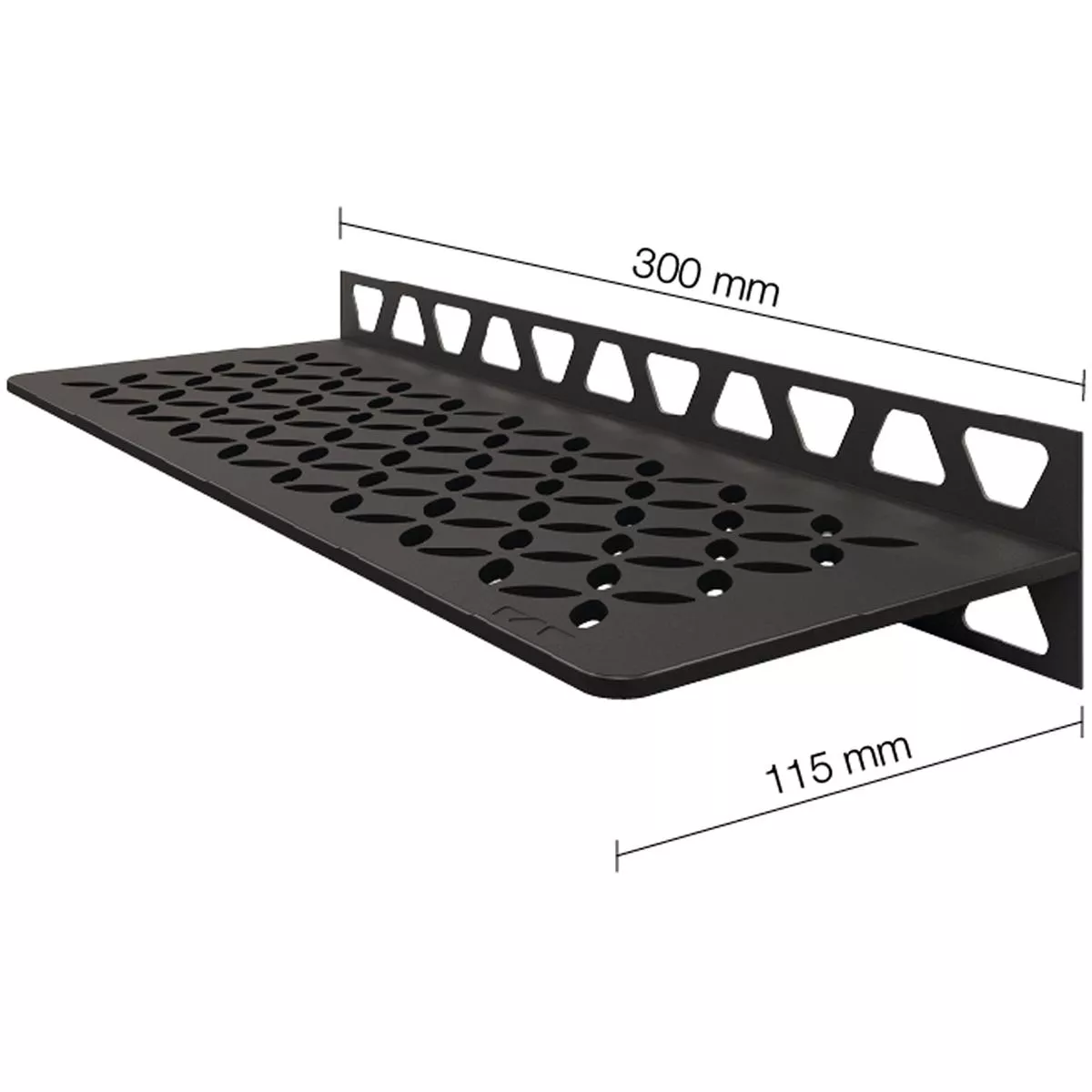 Suihkuhylly seinähylly Schlüter suorakulmio 30x11,5cm kukkainen antrasiitti