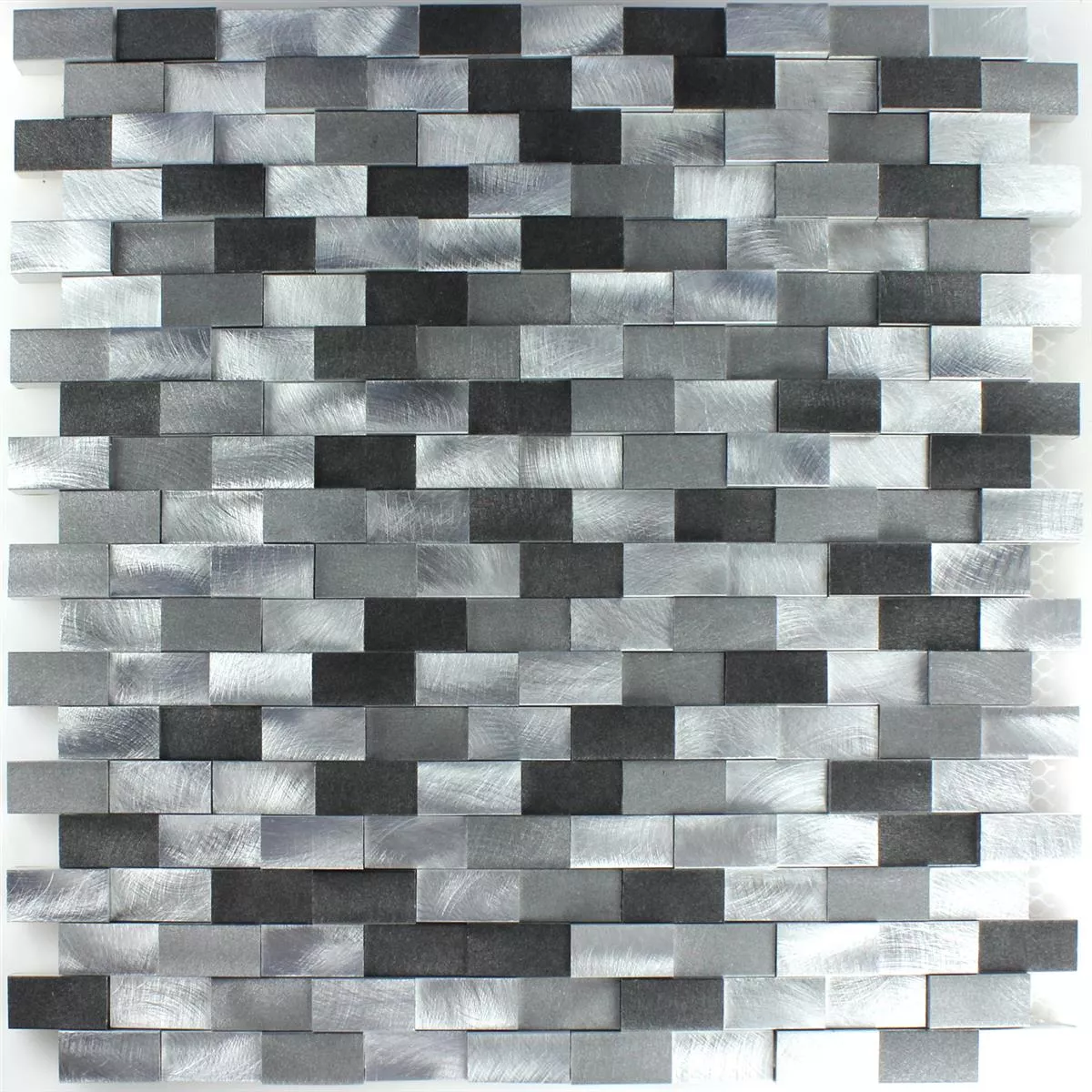 Mozaik Csempe Alumínium Fém Langley 3D Fekete Szürke
