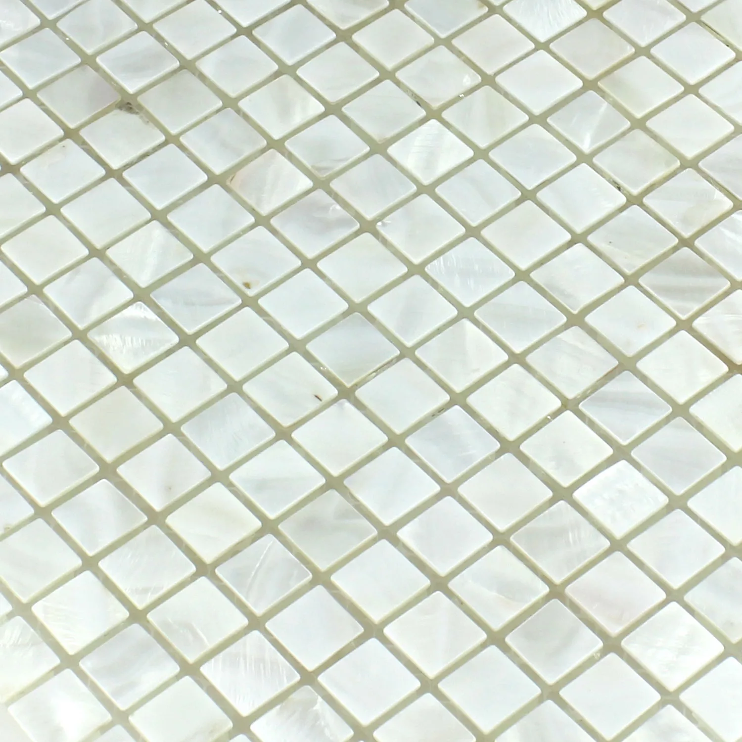 Azulejo Mosaico Vidro Efeito Madrepérola Marfim Branco 15x15x8mm