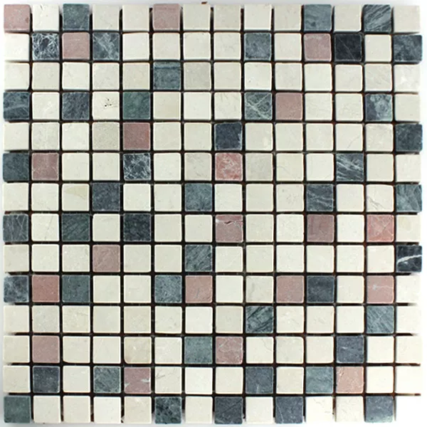 Mosaik Marmor Färgrik Mix 20x20x7mm