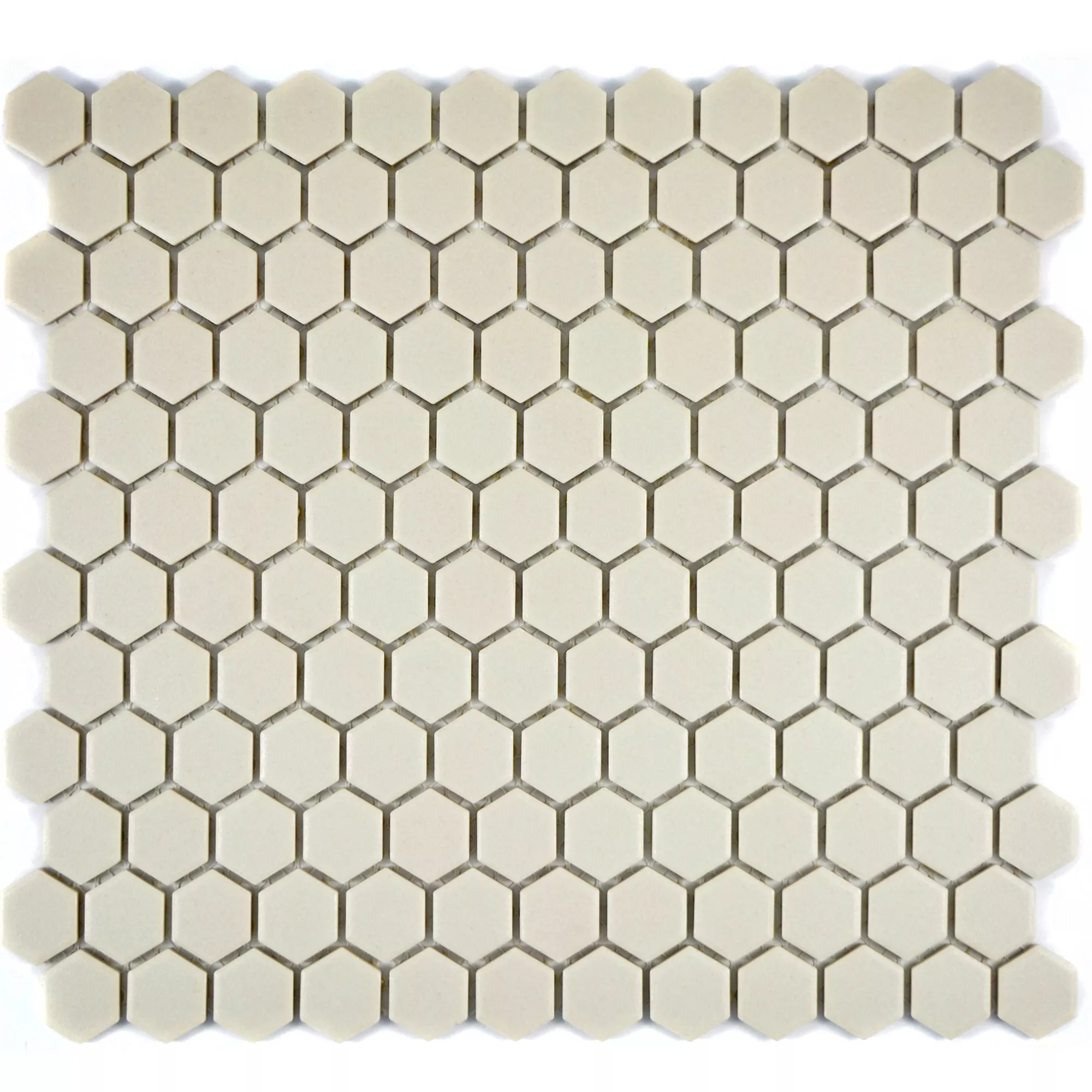Sample Ceramic Mosaic Tiles Hexagon Zeinal Unglazed Light Beige R10B