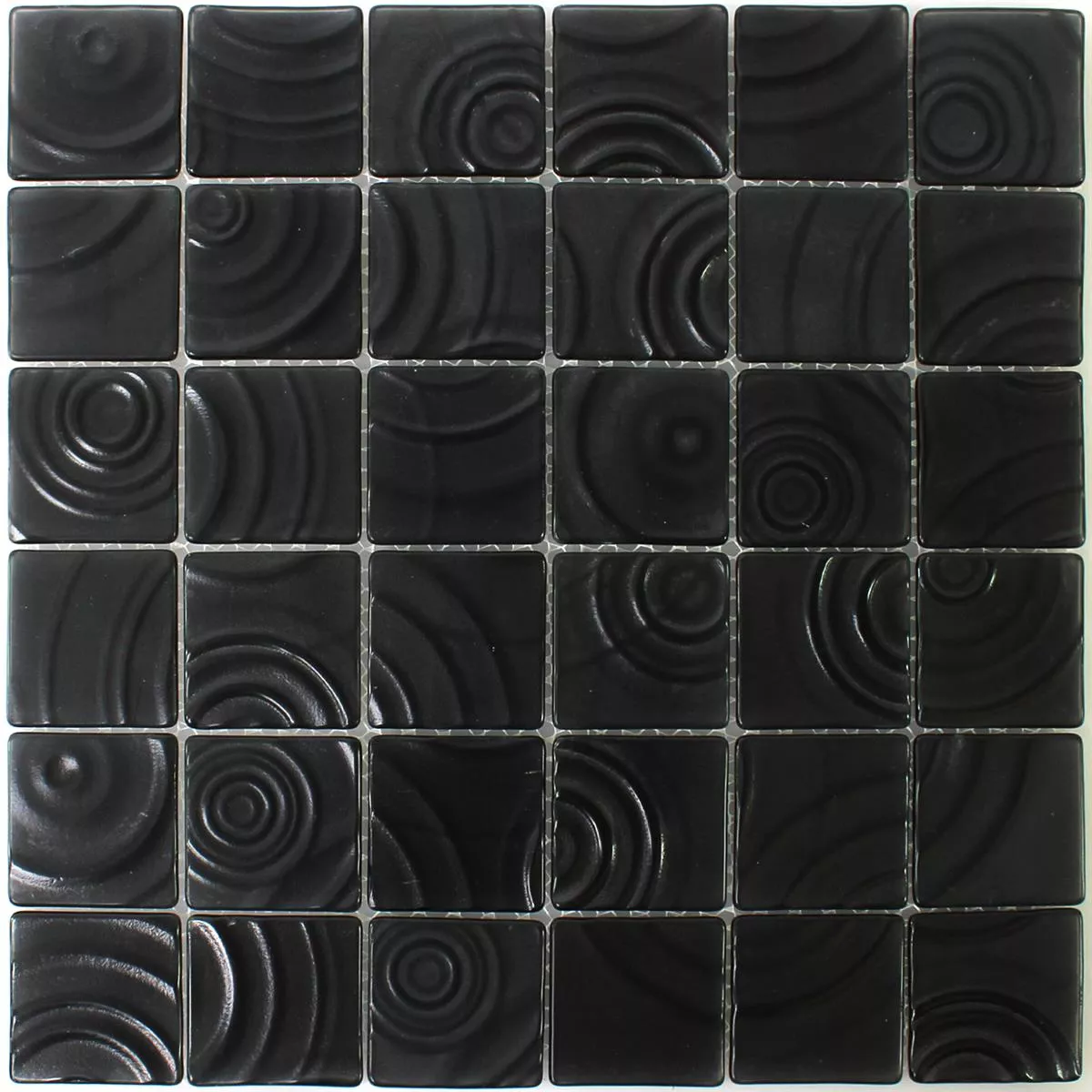 Mosaic Tiles Glass Circle Effect Black