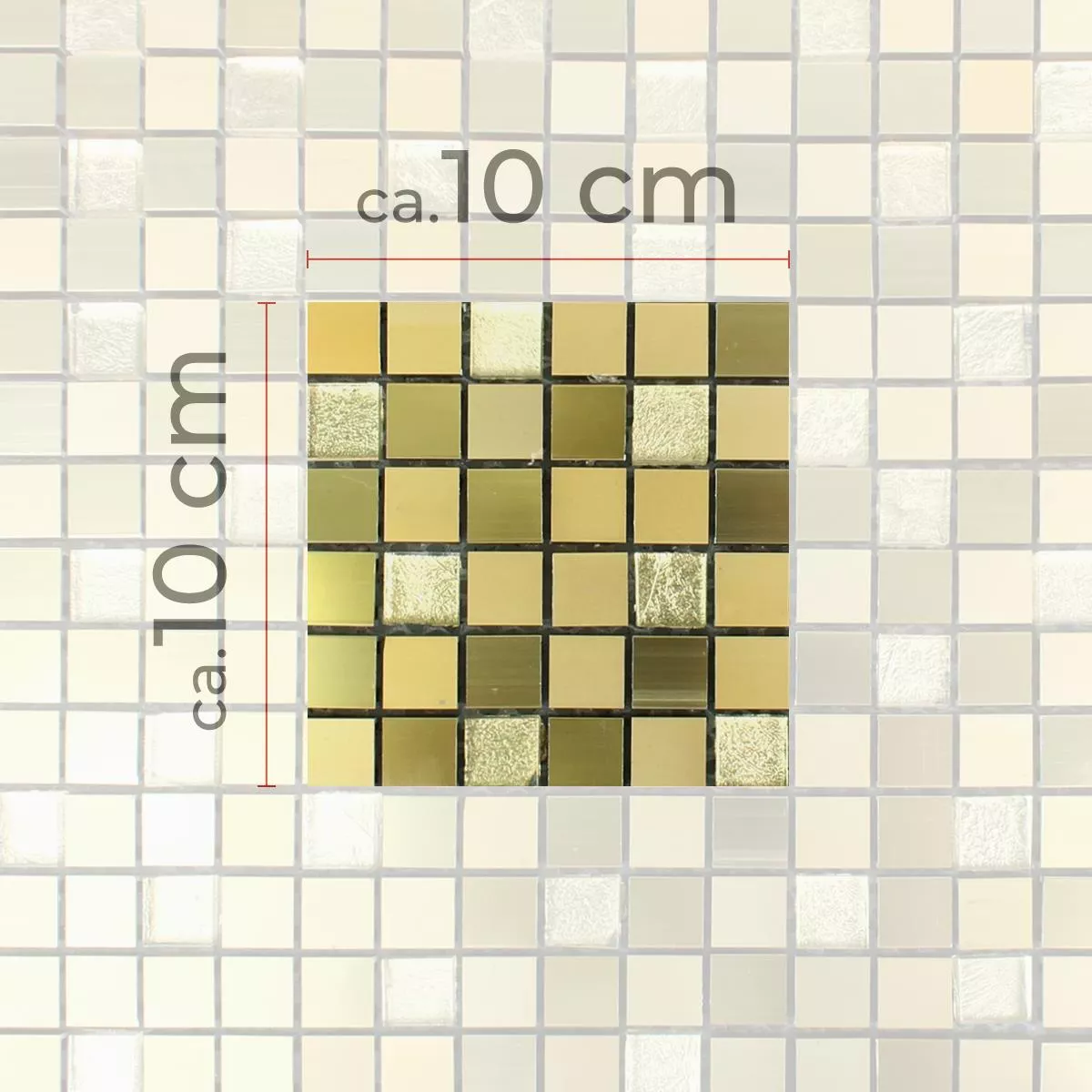 Sample Mosaic Tiles Lissabon Aluminium Glass Mix Gold