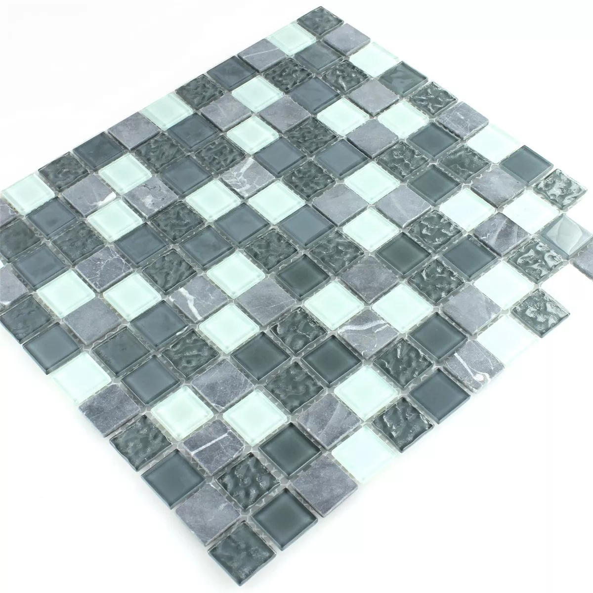 Glass Marble Crystal Mosaic Grey 25x25x4mm