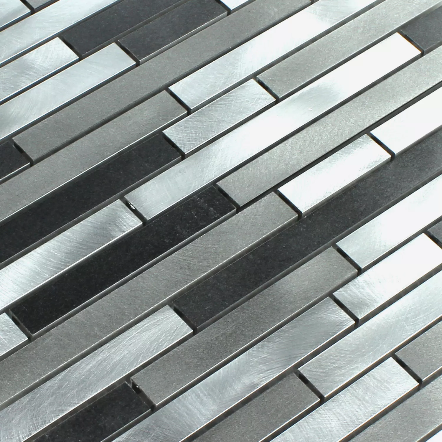 Azulejo Mosaico Alumínio Metal Preto Prata Mix