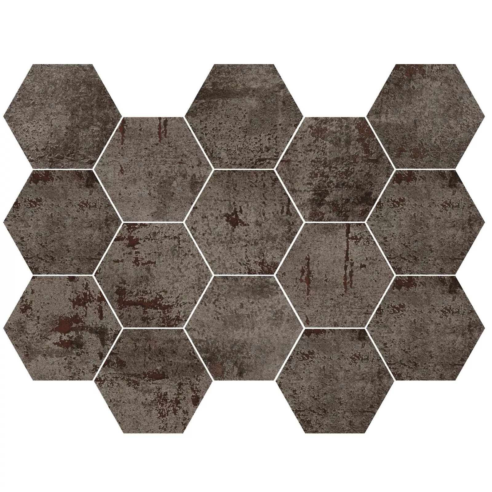 Mosaic Tile Phantom Steel Hexagon Semi Polished